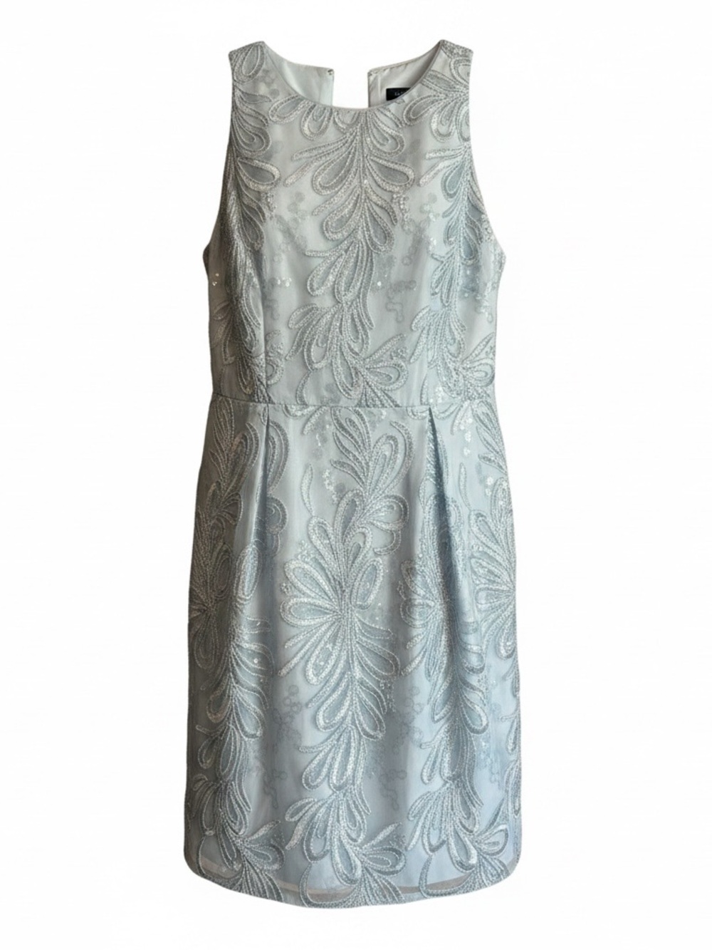 Adrianna Papell White Embellished Sleeveless Midi Dress